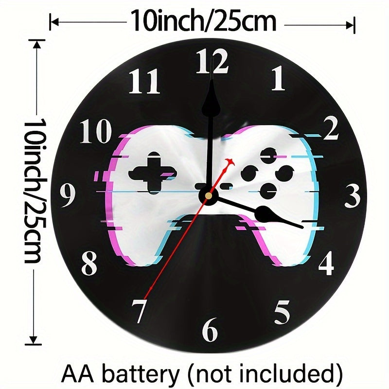 Ronde Wandklok Voor Gamers - Houten Klok met Batterij, 25.4cm