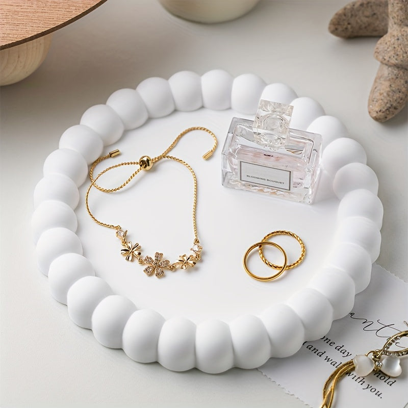 RingTray - Vassoio Rotondo Bianco per Gioielli | Per Anelli, Orecchini e Chiavi