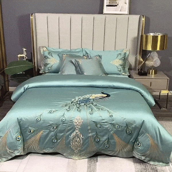 Set Copripiumino Peacock Rue Teal (Cotone Egiziano)
