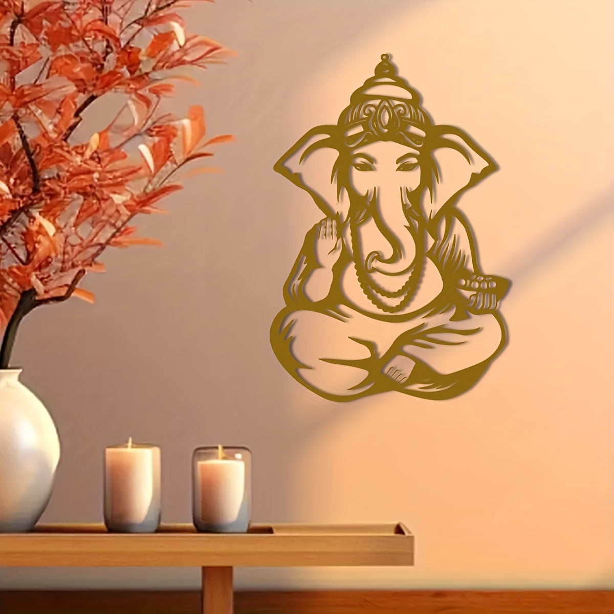 GaneshaArt - Ganesha Olifant Metalen Wandkunst