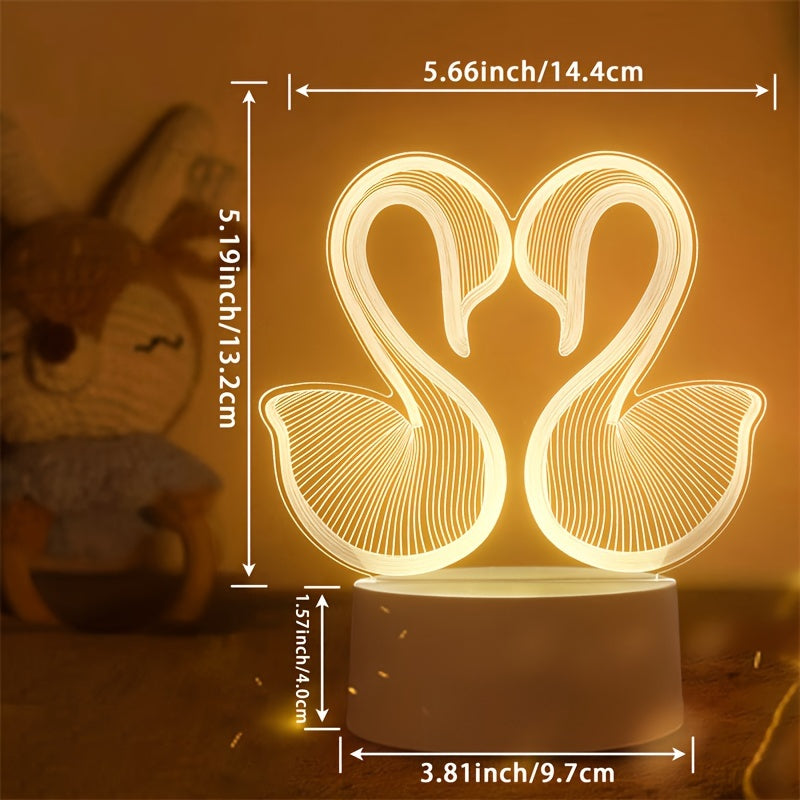 SwanLight - Candeeiro de Mesa 3D LED com Estrutura de Acrílico