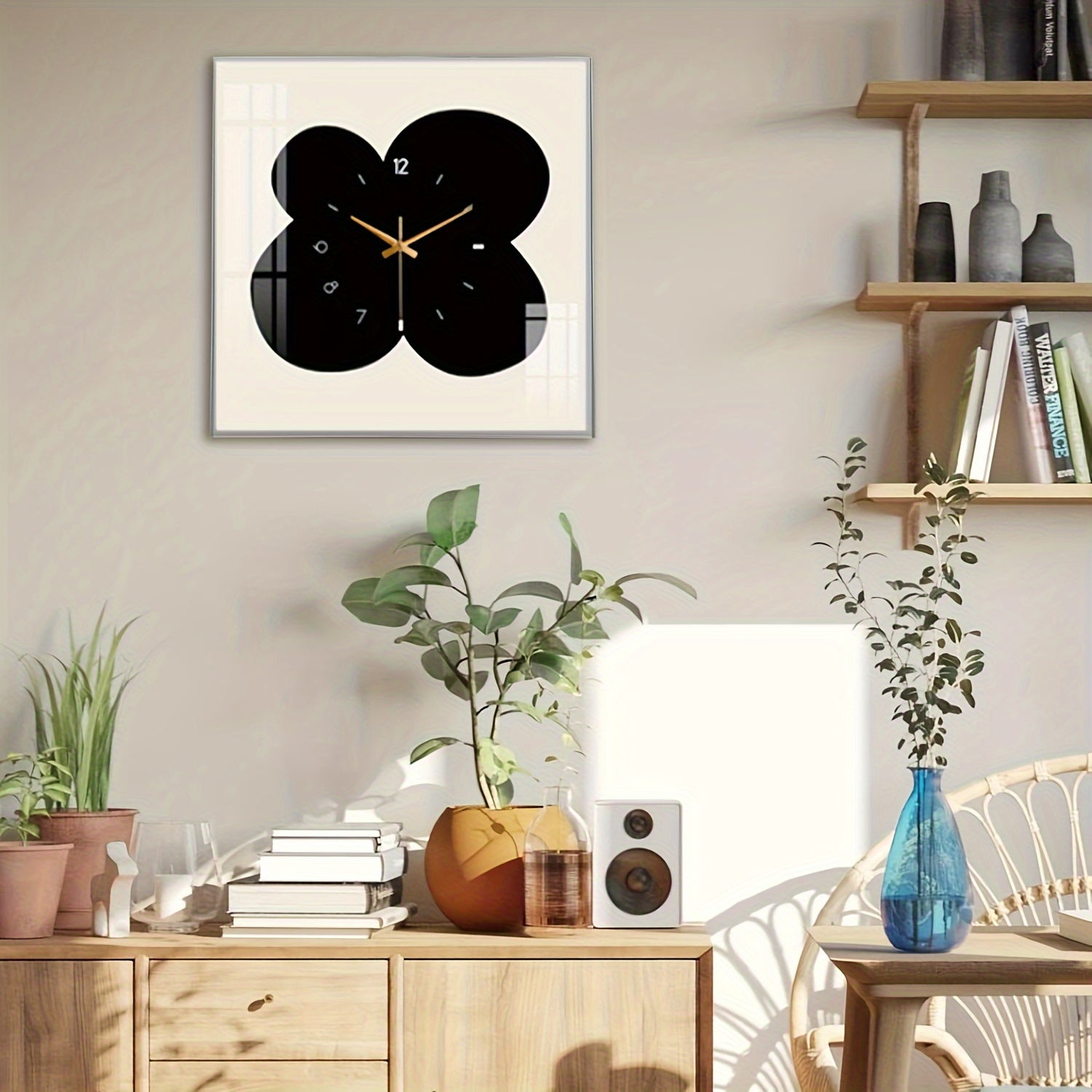 FloralTime - Silent Square Wall Clock with Floral Pattern