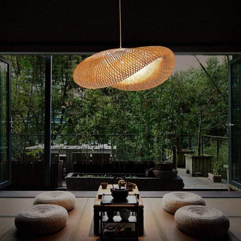 ZenBamboo LED Hanging Lamp Bamboo Spheres for Bedroom
