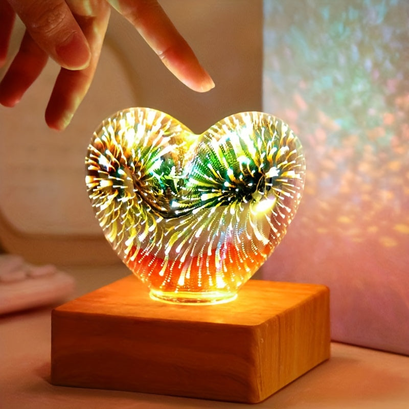 FireworkLight - Lámpara nocturna LED 3D Corazón de amor con fuegos artificiales