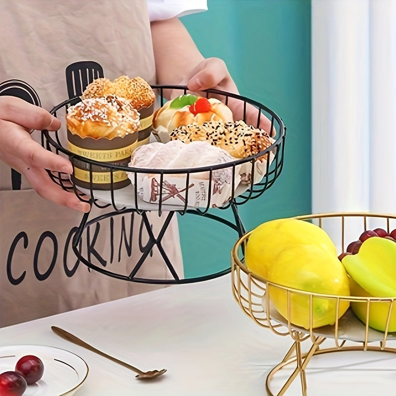 MarbleServe-Fruitkom - Geometrisch Metalen Serveerschaal met Marmeren Voet