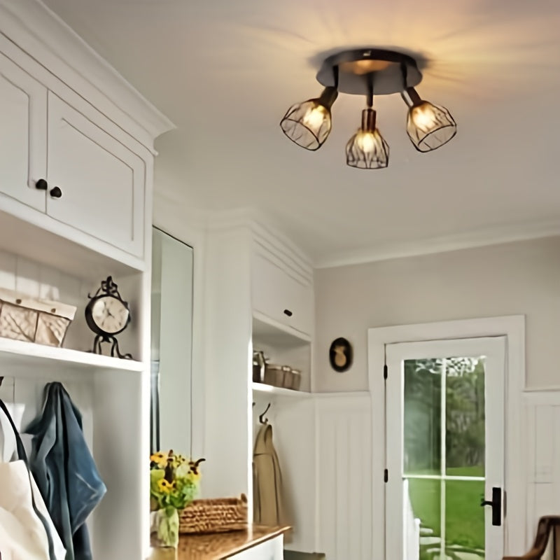 RusticGlow - Farmhouse Style Black Ceiling Lamp with Rotating Lampshades