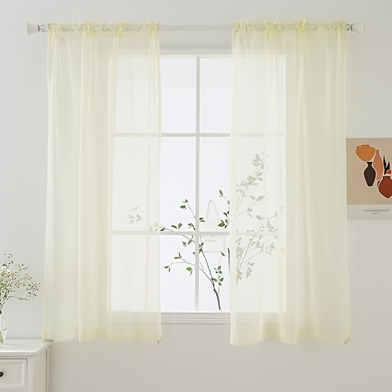 Cortinas semitransparentes - Paquete de 2 cortinas ligeras y transpirables de poliéster para dormitorio y puertas de terraza