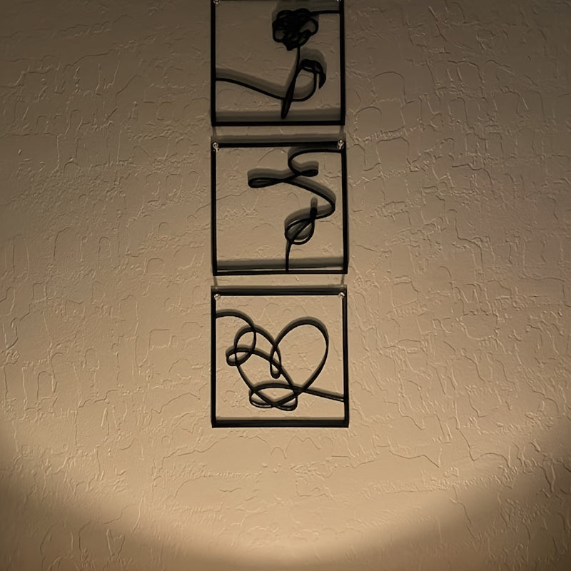 LoveLine - Moderne Metalen Liefdesthema Muursculptuur Set