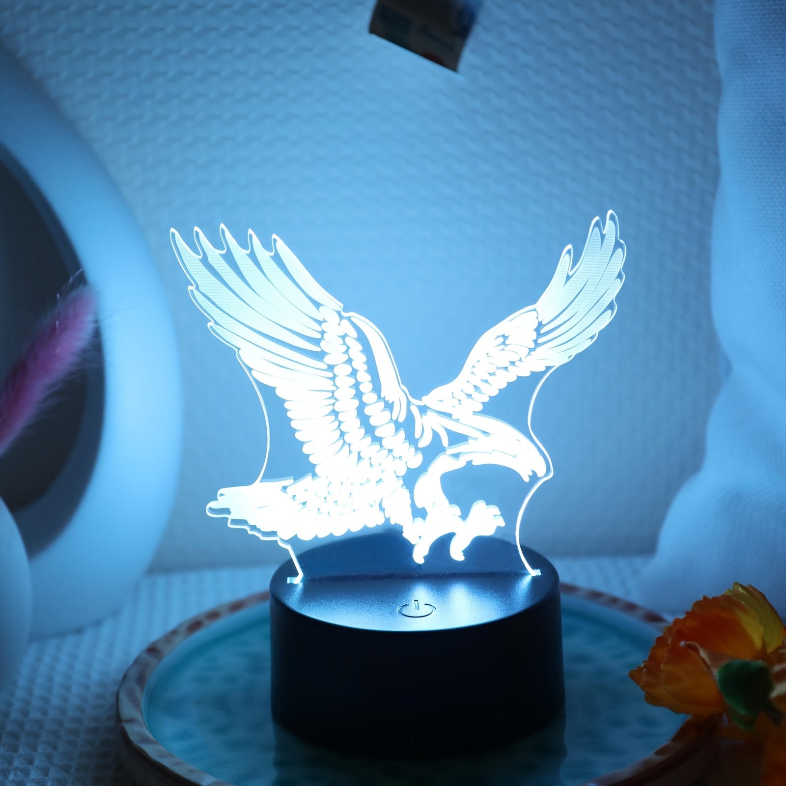 EagleLight - Lámpara nocturna LED 3D con control táctil, lámpara de mesa USB de 7 colores