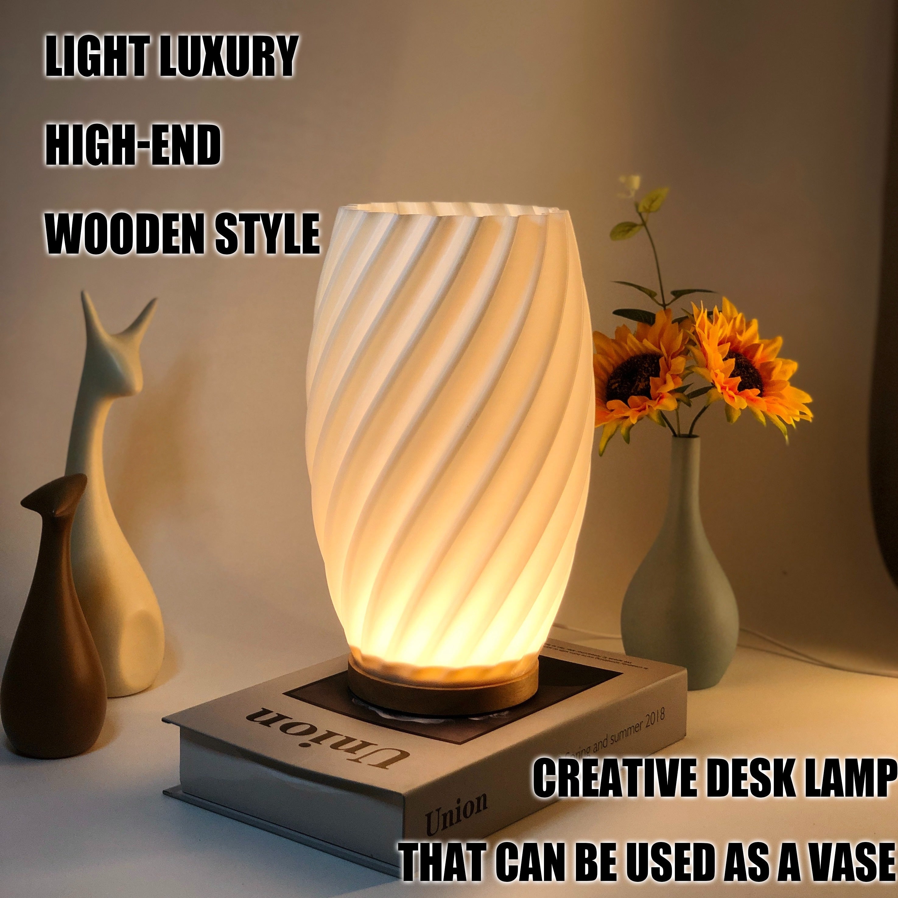 ModiLamp - Lámpara de mesa USB moderna con iluminación de 3 colores y diseño elegante