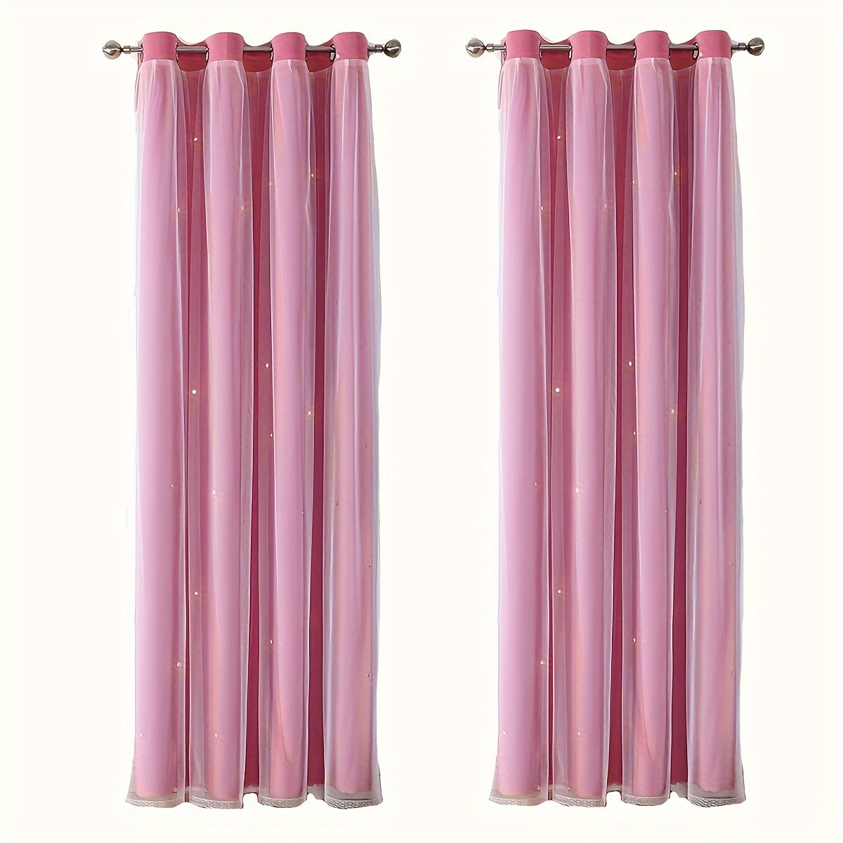 Juego de 2 piezas de cortinas dobles románticas de doble capa - Semi-opacas, protección de privacidad