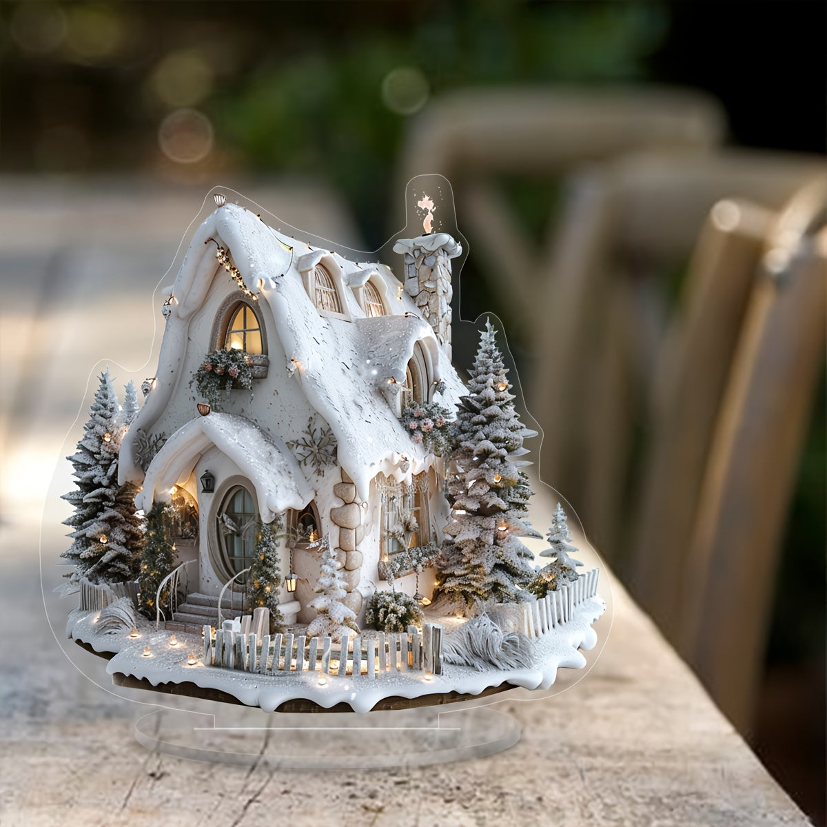 EnchantedVillage - Acryl Kerstdorp Tafeldecoratie, Shabby Chic Stijl