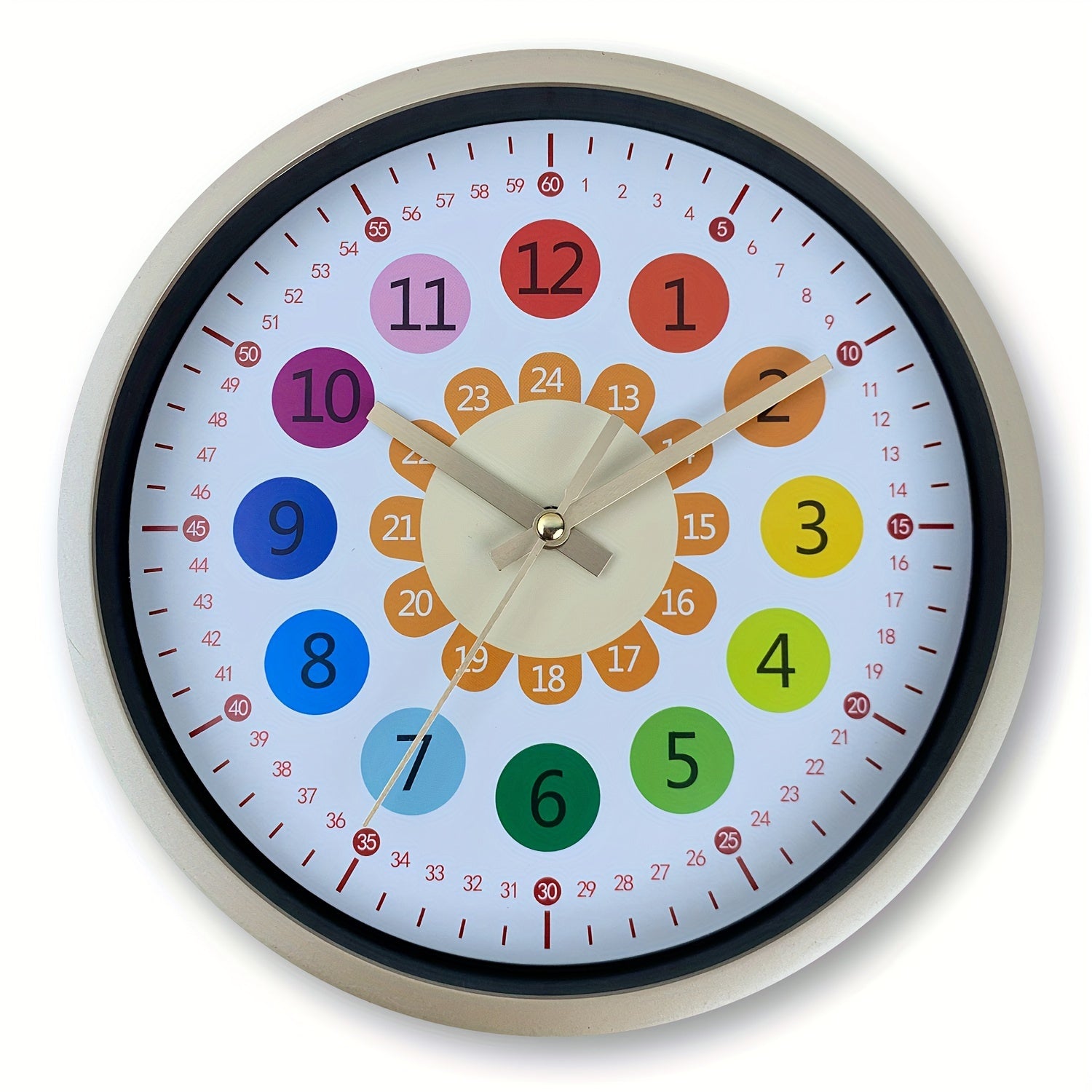 Reloj de pared de plástico de 8 pulgadas - Diseño de girasol, reloj silencioso