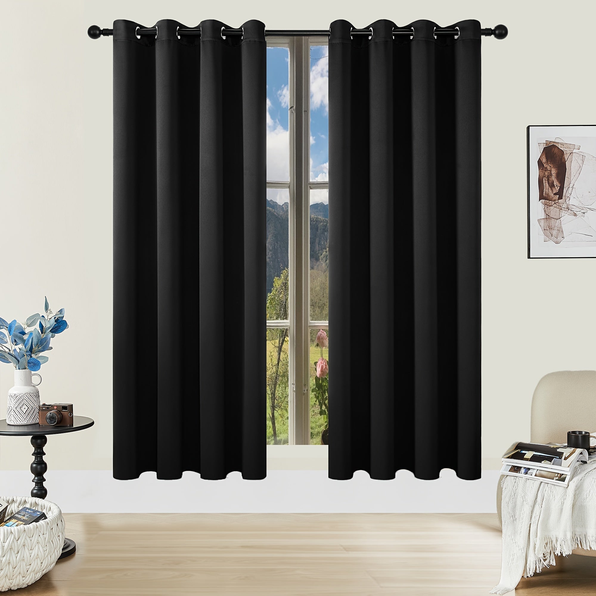 Tende Oscuranti - 2 Pezzi Tende Moderne in Poliestere con Isolamento Termico e Anelli