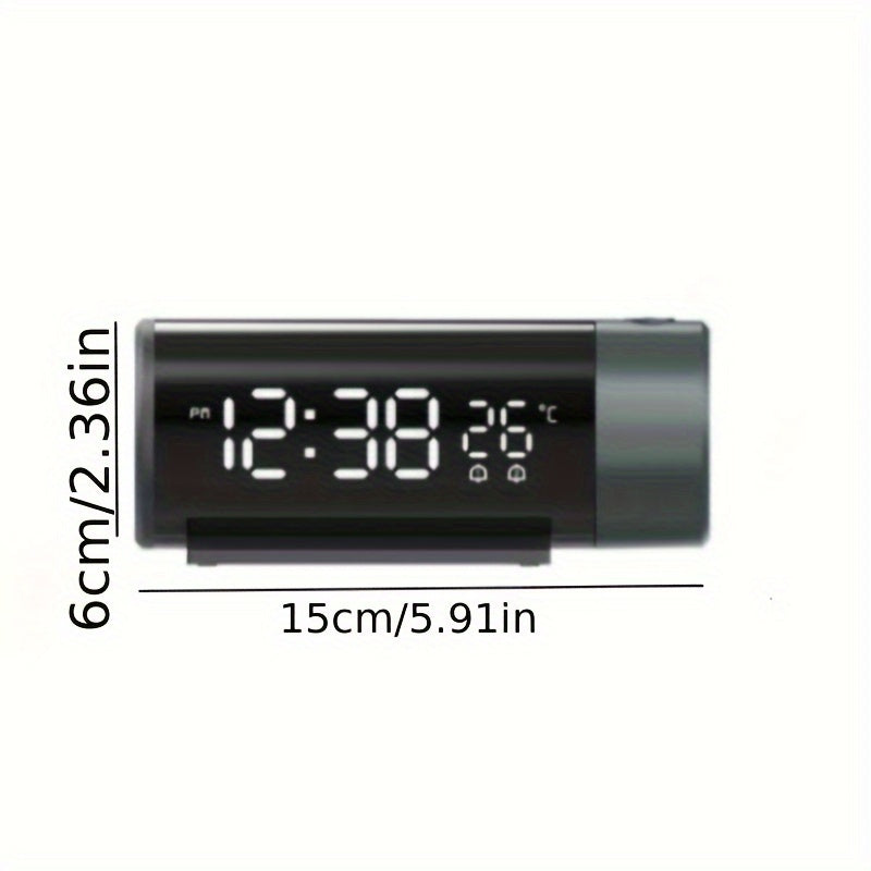 ProjectElite - Moderne Zwarte Projectie Wekker met Dubbele Tijd- en Temperatuurweergave