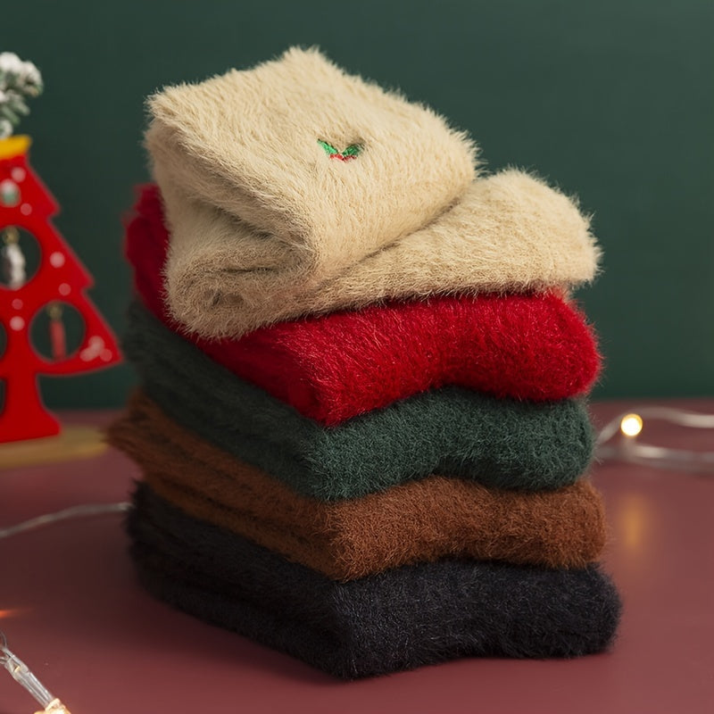 CozyKerst - 5 Paar Dikke Warme Kerstsokken voor Dames