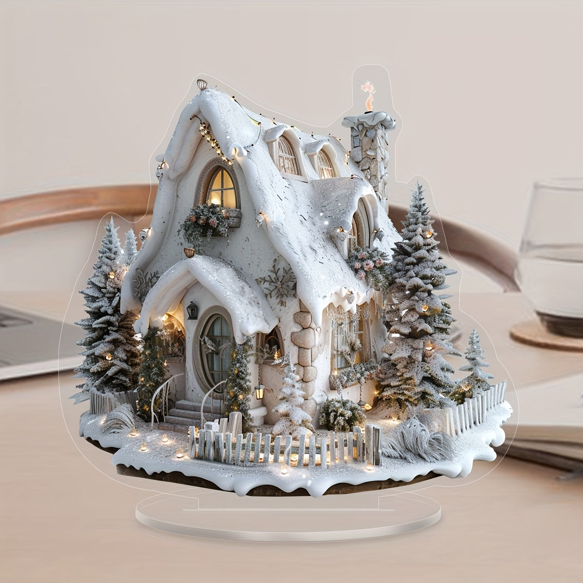 EnchantedVillage - Acryl Kerstdorp Tafeldecoratie, Shabby Chic Stijl