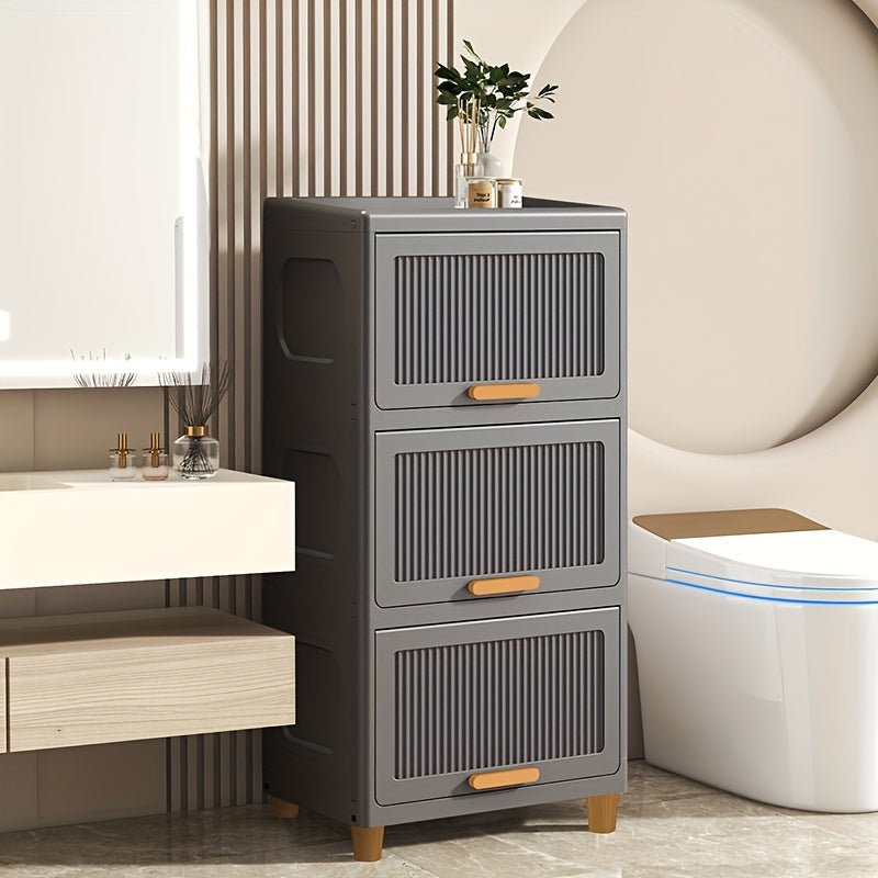 Zwart Flip-Top Opbergkast – Veelzijdige Rechthoekige Kunststof Opslag voor Huis, Keuken en Kantoor