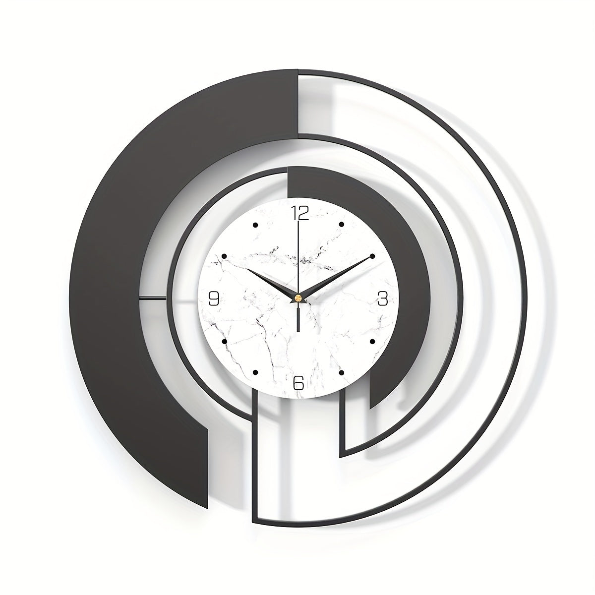 GeoClock - Silent Geometric Wall Clock of Black Metal