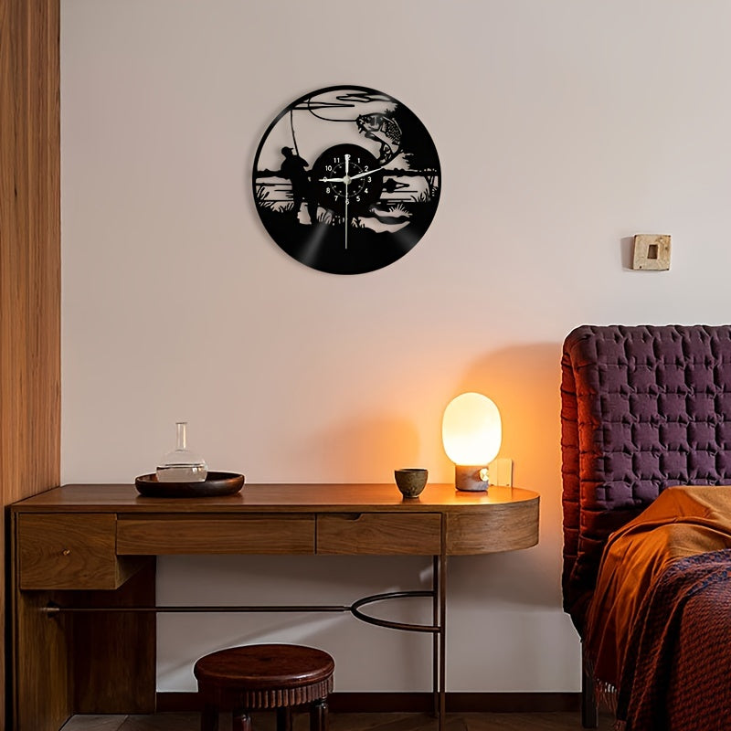 VinylCatch - Reloj de Pared de Pesca Vintage