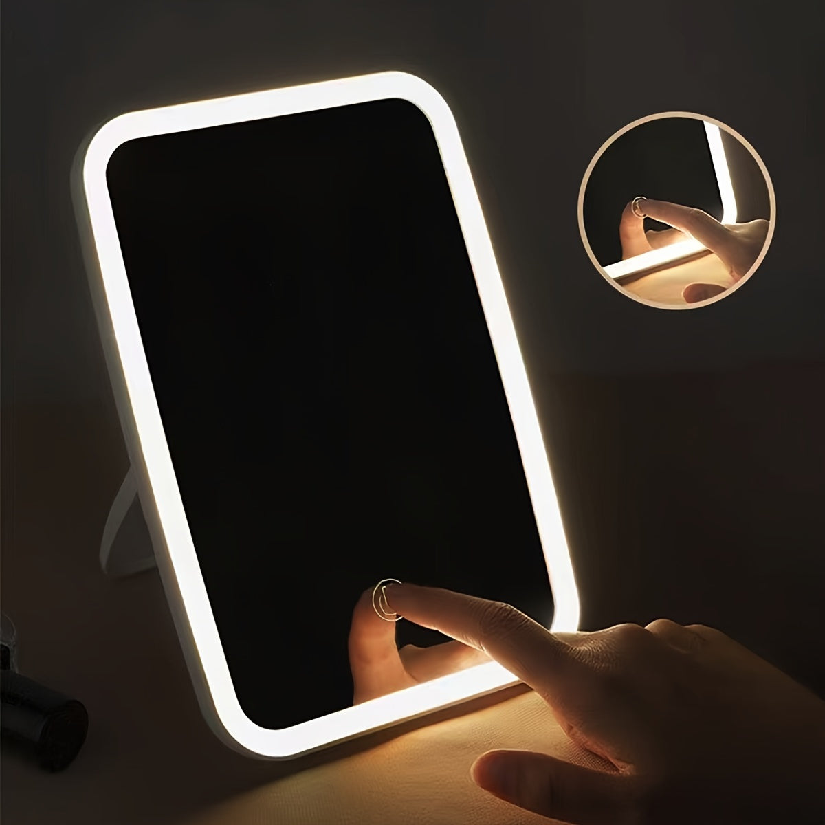LED Make-up Spiegel met Touch Sensor - 3 Kleur Verlichtingsmodi, Instelbare Helderheid, Opvouwbaar en Oplaadbaar