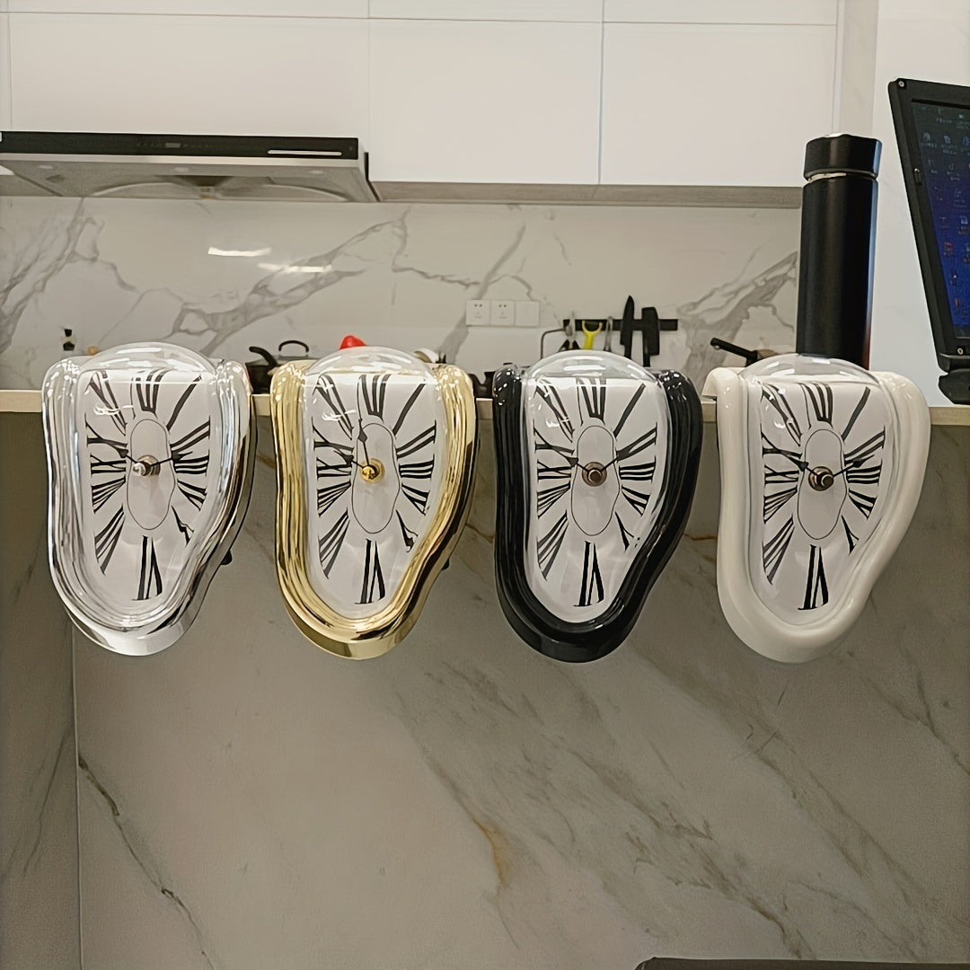 Surrealistische Gebogen Romeinse Wandklok - Stijlvolle Smeltende Klok voor Thuisdecoratie