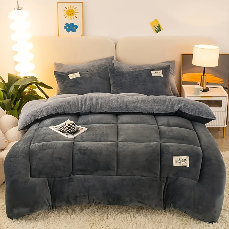 1pc Lussuoso Piumone Fluffy, Stile Contemporaneo, Extra Spesso Pile Biancheria da Letto Autunno-Inverno, Antistatico, Leggero ma Caldo