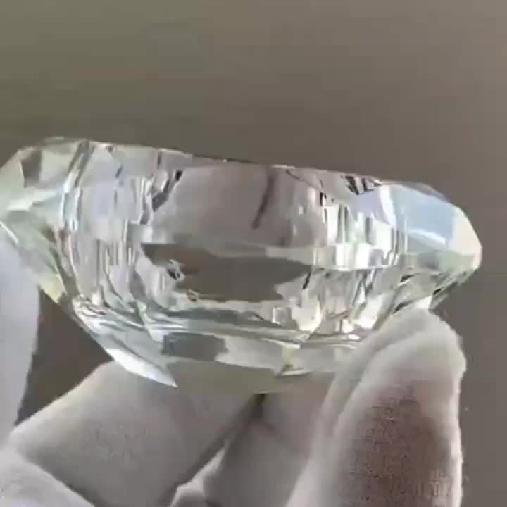 Juego de 2 candelabros de cristal transparentes - estilo europeo, candelabro romántico de diamante con base triangular de metal