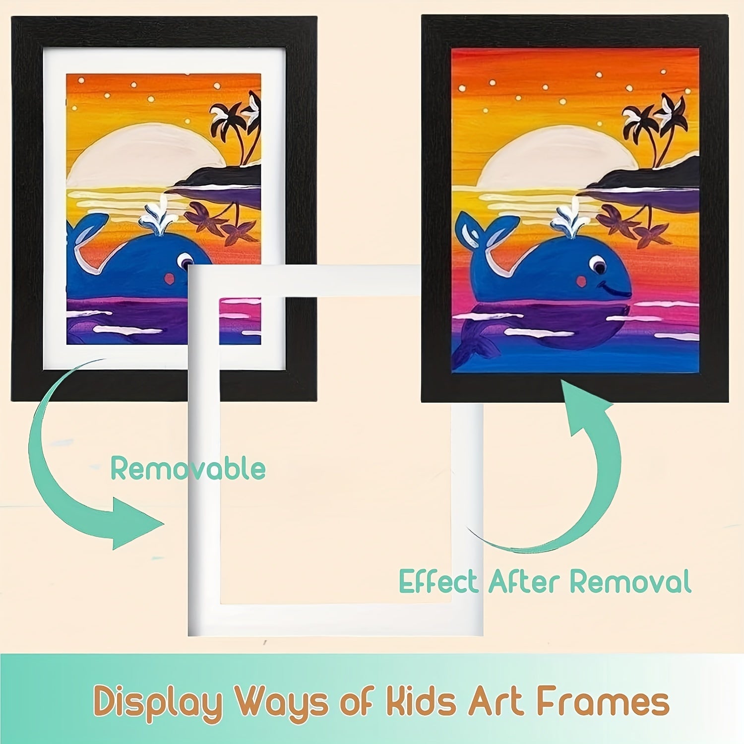 1 pieza Marco de fotos para arte infantil - Marco de apertura frontal A4 para arte escolar, marco giratorio para pinturas y proyectos