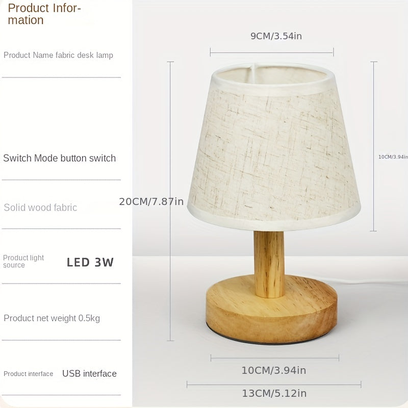 NordicLicht - Lámpara nocturna LED de madera con pantalla de lino