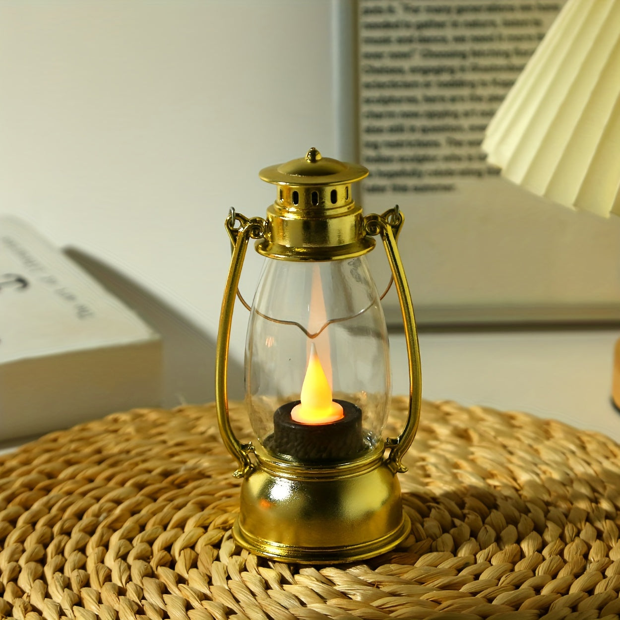 VintageGlow - Candeeiro de Mesa LED Estilo Querosene com Chama Amarela
