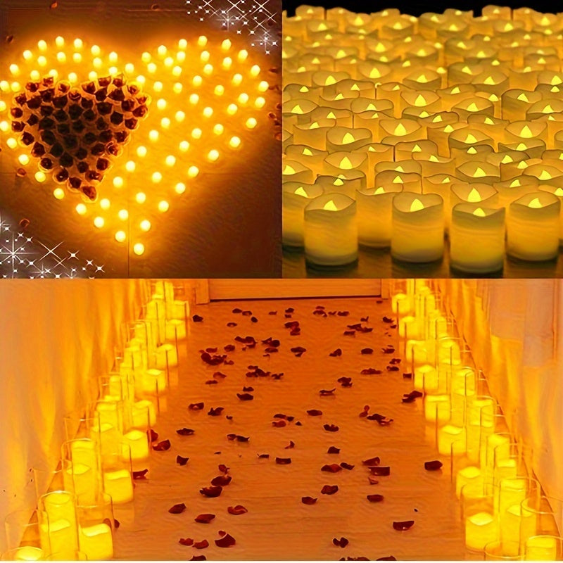 Confezione da 24/50/100 Candele LED Senza Fiamma – Candele Tealight Lampeggiante a Batteria, Senza Fumo e Romantiche per Matrimoni e Proposte