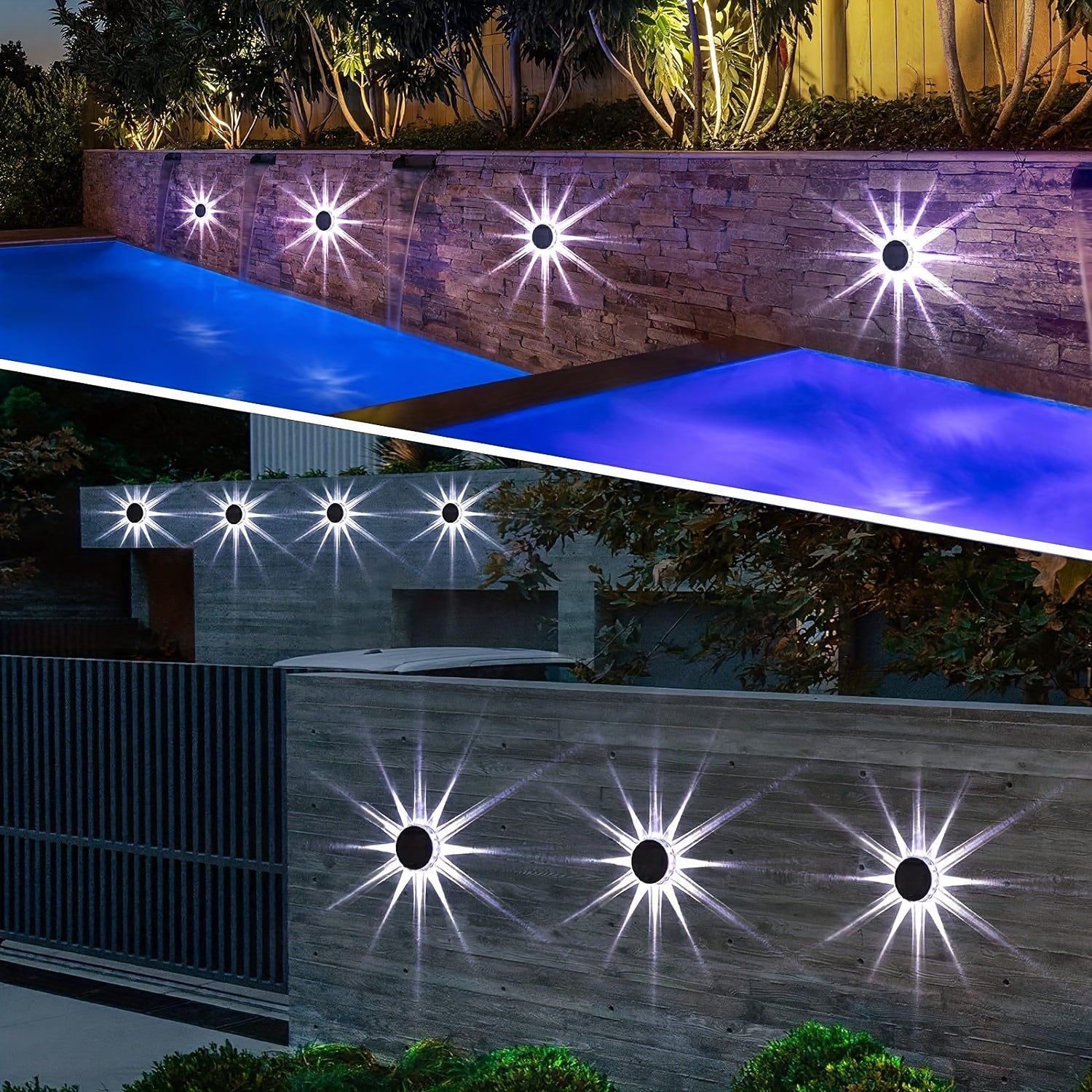 SolarFence - 4-Pack Waterproof Solar-Powered LED Lighting for Fences, Patios, and Stairs