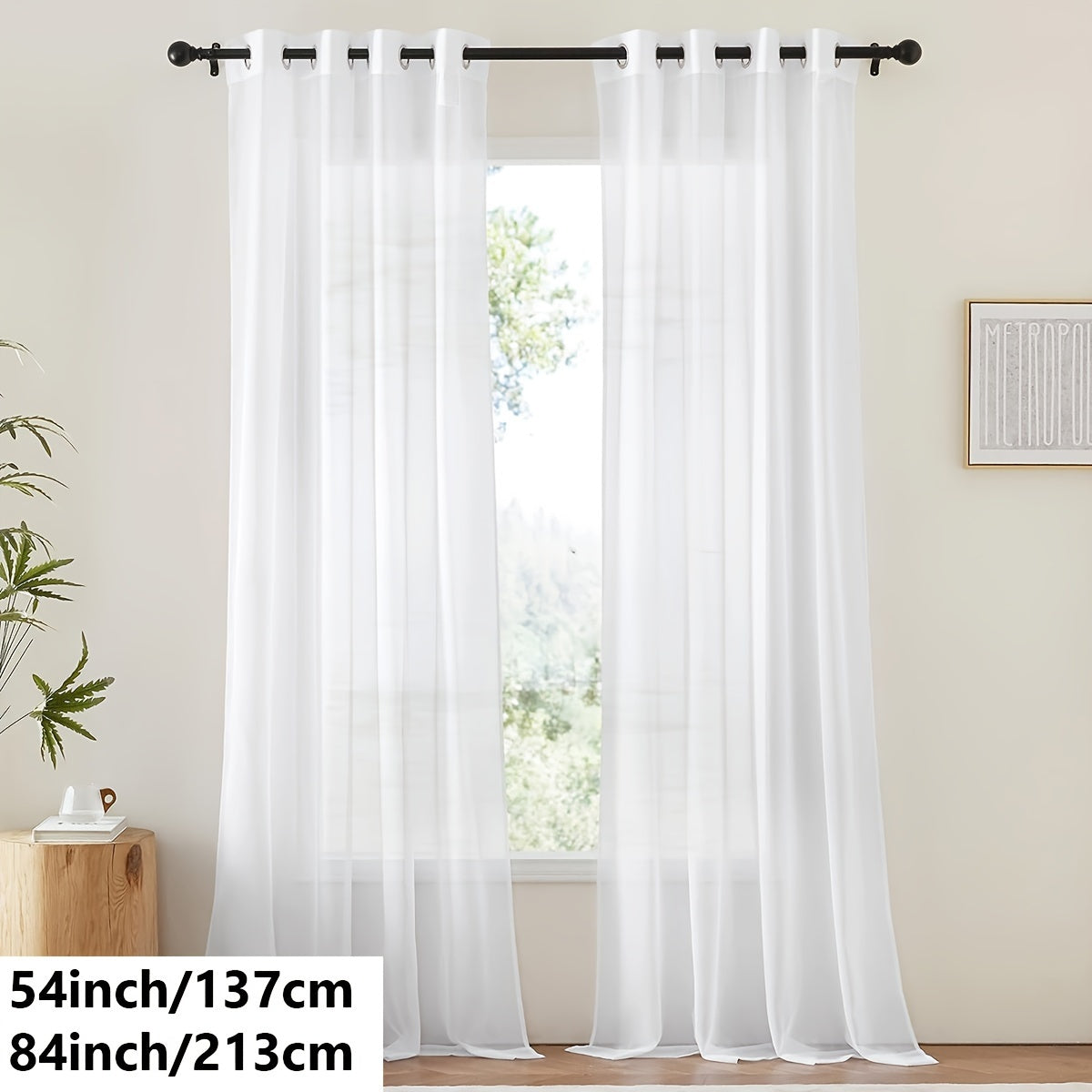 Tende in voile bianco leggero - 2 pezzi con occhielli per soggiorno e camera da letto