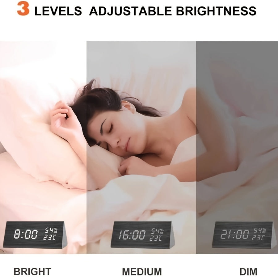 NatureClock - Houten Wekker met Temperatuur- en Vochtigheidsweergave