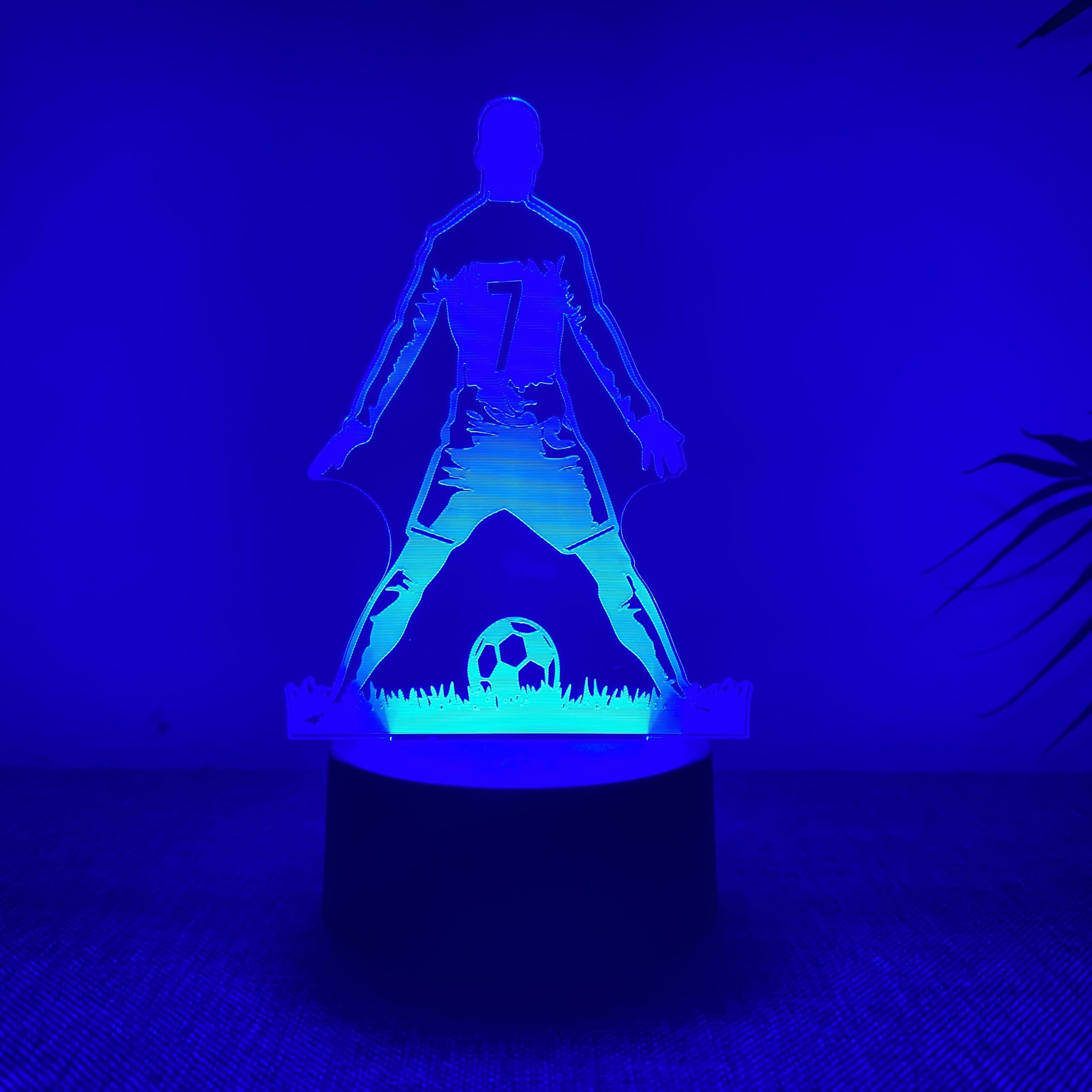SportGlow - Candeeiro Noturno LED 3D Jogador de Futebol com Mudança de Cor