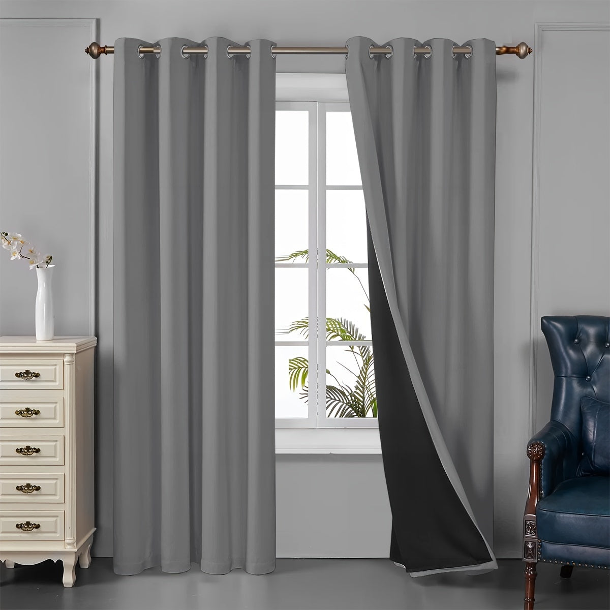 Tende oscuranti - 2 pezzi tende oscuranti con occhielli, protezione UV e isolamento termico