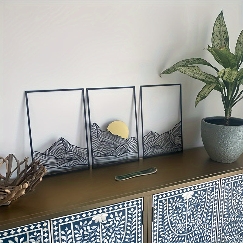 NatureSet - 3-delige Metalen Wandkunst