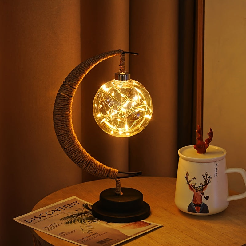 LunarGlow - Smeedijzeren Maanlamp Met LED-bal