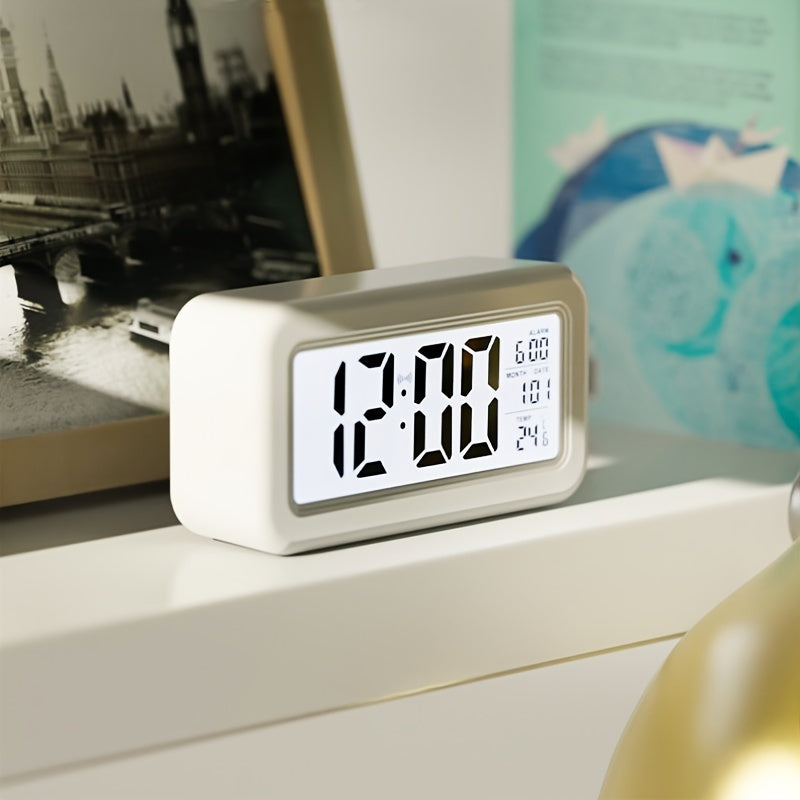 Reloj despertador digital con pantalla LCD - Visualización de fecha y temperatura