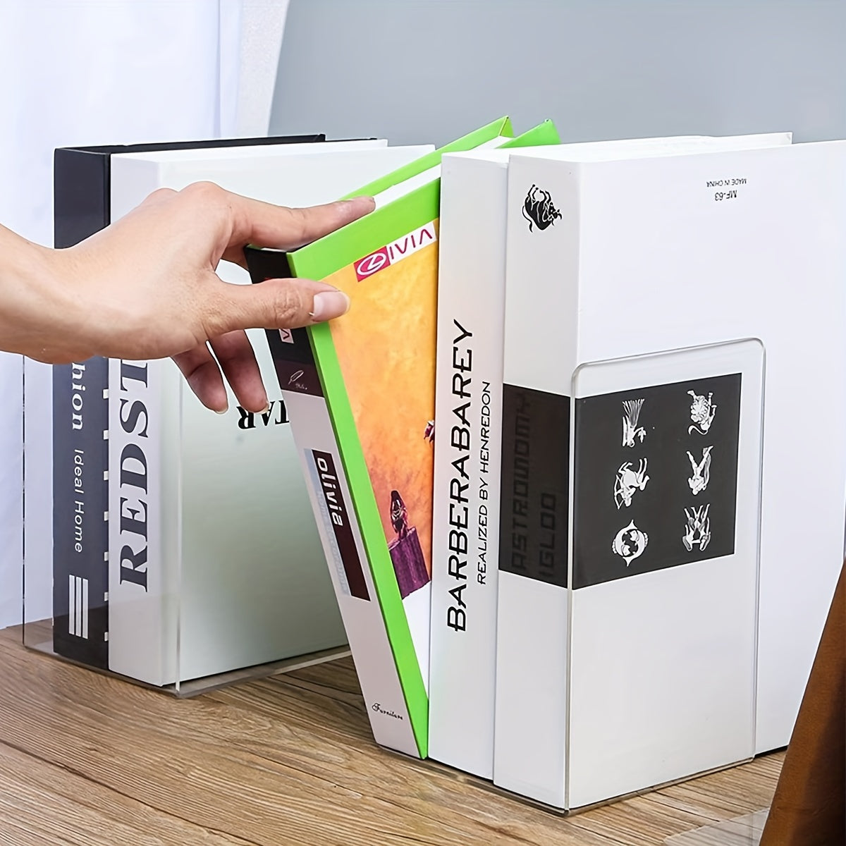 Fermalibri in acrilico trasparente - Moderni fermalibri a forma di L per l'organizzazione della scrivania