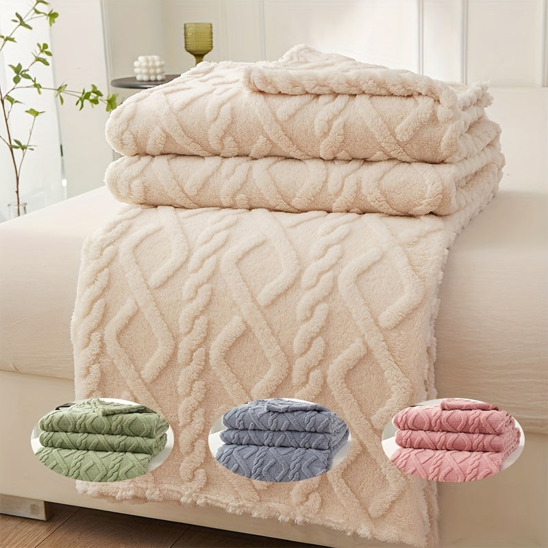 Lamb Fleece Blanket - Soft Warm Multifunctional Flannel Blanket for Bed, Couch, and Travel
