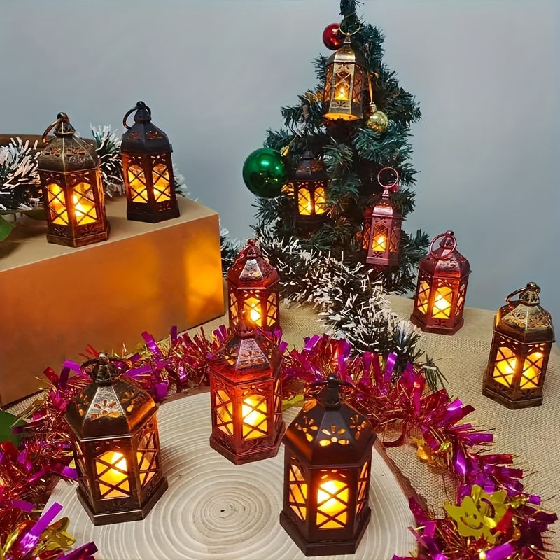 LuxeGlow - Rustic LED Lanterns, Set of 2/4/6/12, Vintage Battery-Powered Hanging Decoration for Parties & Christmas
