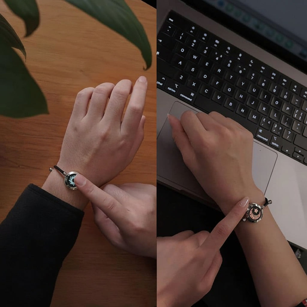 Conjunto de Pulseiras de Parceiro Ligantes Vibração Aço Inoxidável Bluetooth