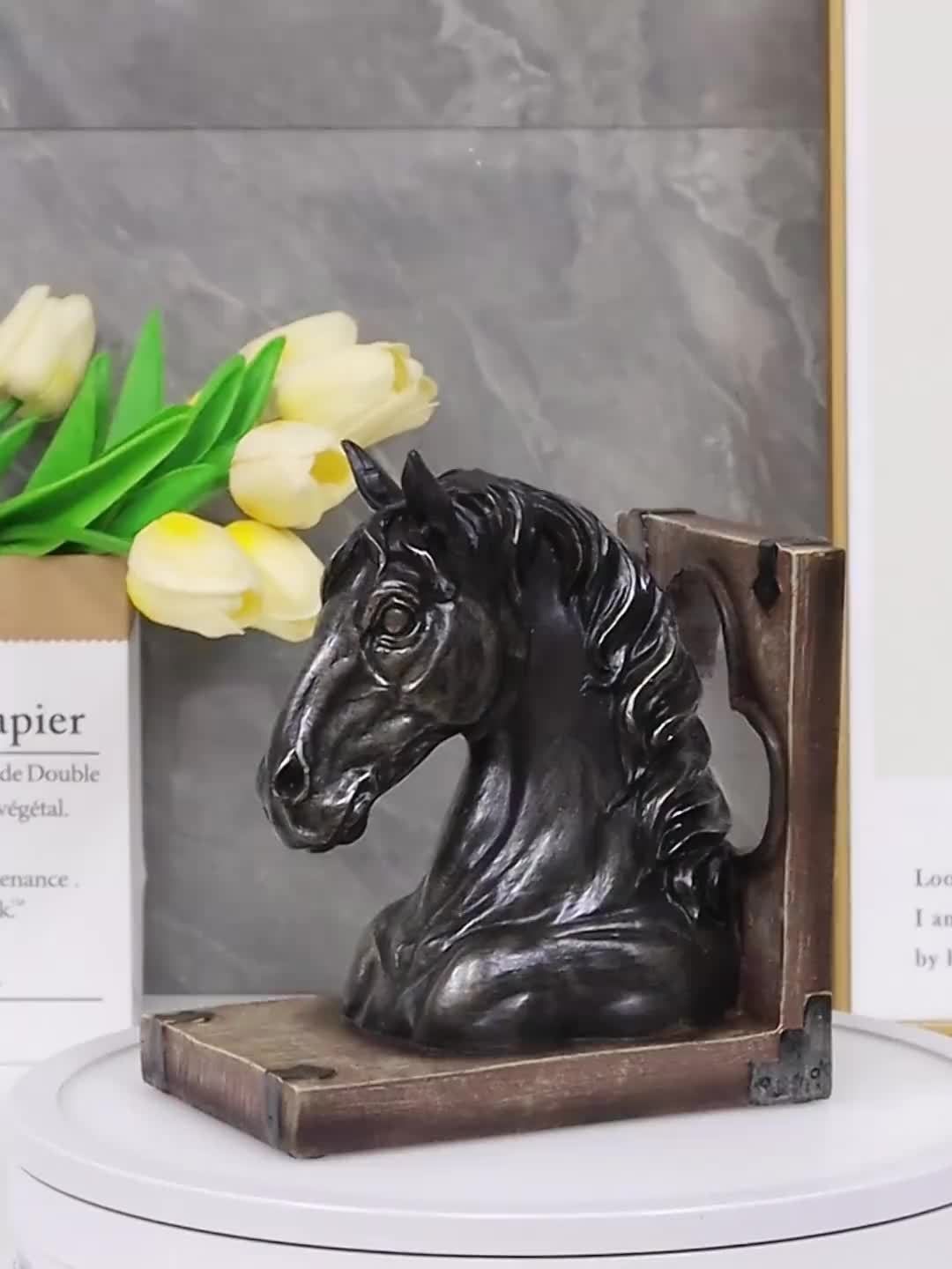 HorseHead - Supporti per libri a forma di testa di cavallo in legno per decorazione moderna