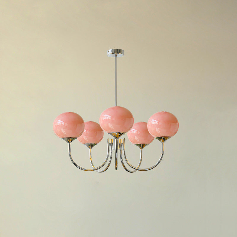 Lampadario in vetro rosa bubble marshmallow