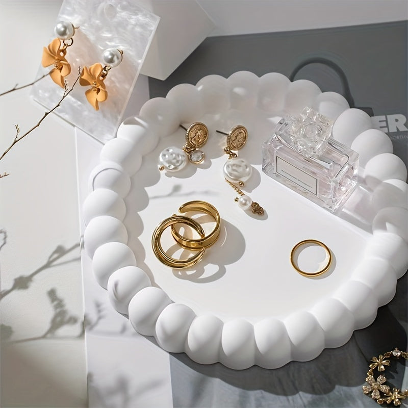 RingTray - Vassoio Rotondo Bianco per Gioielli | Per Anelli, Orecchini e Chiavi