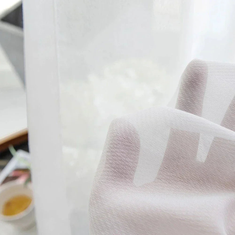 Kira Wit Katoenmix Transparante Gordijnen Tulle