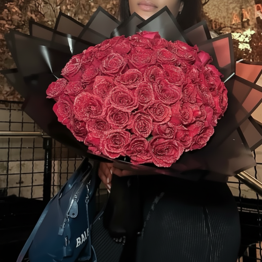 Rosa Artificial Brilhante Presente Luxo Amor Eterno