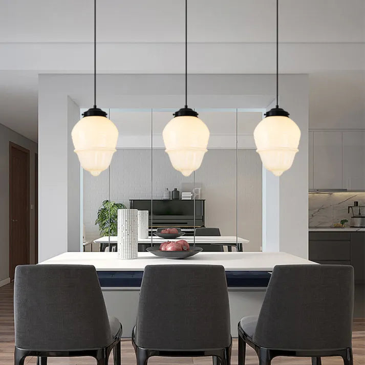 FrostGeo - Vintage Geometric Pendant Lamp made of Matte Glass for Dining Room and Living Room